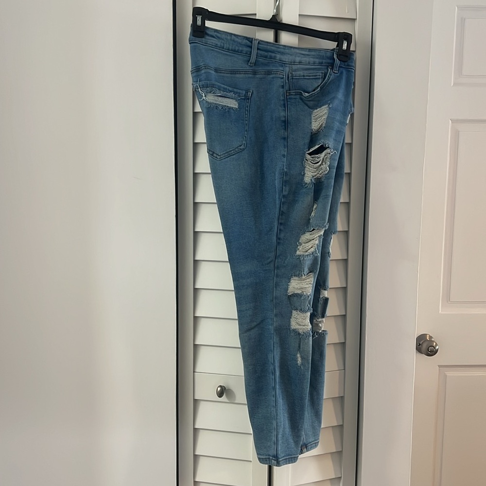 Wax Jeans Blue Denim Distressed Jeans